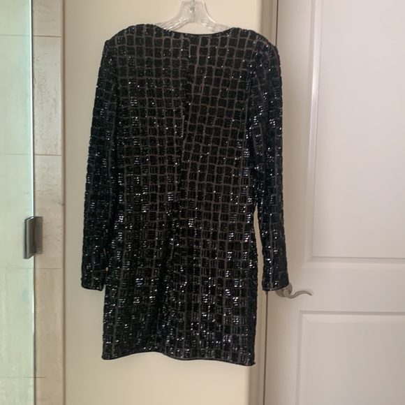 Self portrait black sequin cocktail zip dress, worn once , excellent condition. - Picture 4 of 4